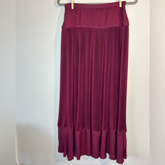 Anthropologie Maple Crepe Pleats Abounding Maxi Skirt burgundy Red women’s sz 4 - Picture 4 of 14